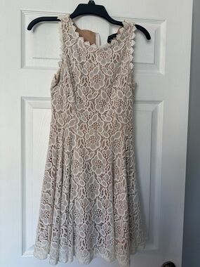 City Studio Sleeveless Floral Lace Mini Dress in Cream Blush